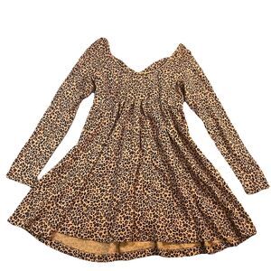 Daily Practice Brown Black Cheetah Animal Print Dress Criss Cross Back Womens S